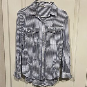 beachlunchlounge Blue and White Striped Button Down Shirt